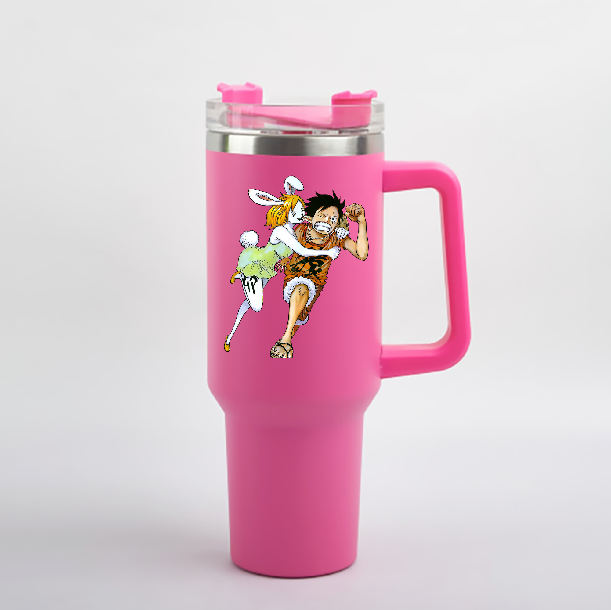 ワンピース モンキー・D・ルフィ ONE PIECE Monkey D. Luffy 1200mL車用タンブラー - クリスタルステッカー（プラスチックストロー付き）
